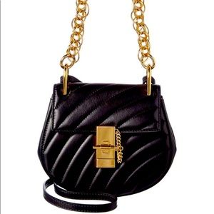 Chloe Drew bag. Black quilted leather with gold accessories